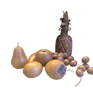 Wooden/Leather Fruit Decor Set